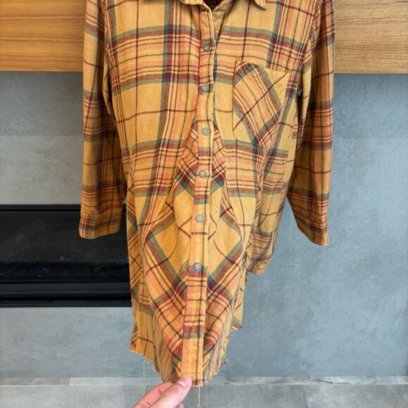 Free People We The Free Kalli Plaid Buttondown Shirt Flannel Tunic Top, Size XS - Picture 7 of 12